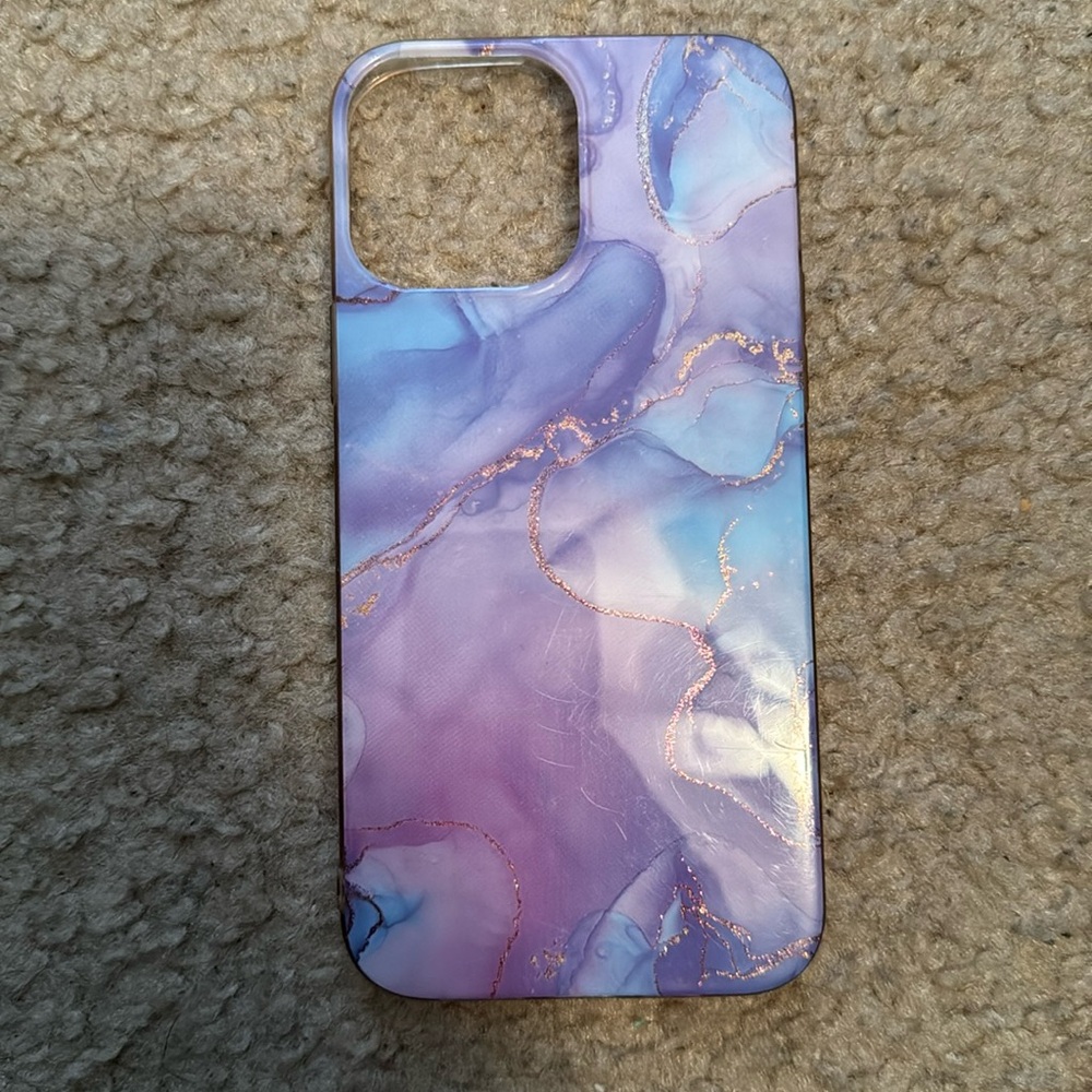 iPhone 12 Pro Max Case Marble Print Size OS Color Purple Blue